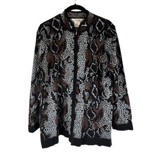 Exclusively Misook Women's Animal Print Zip Front Cardigan Size S